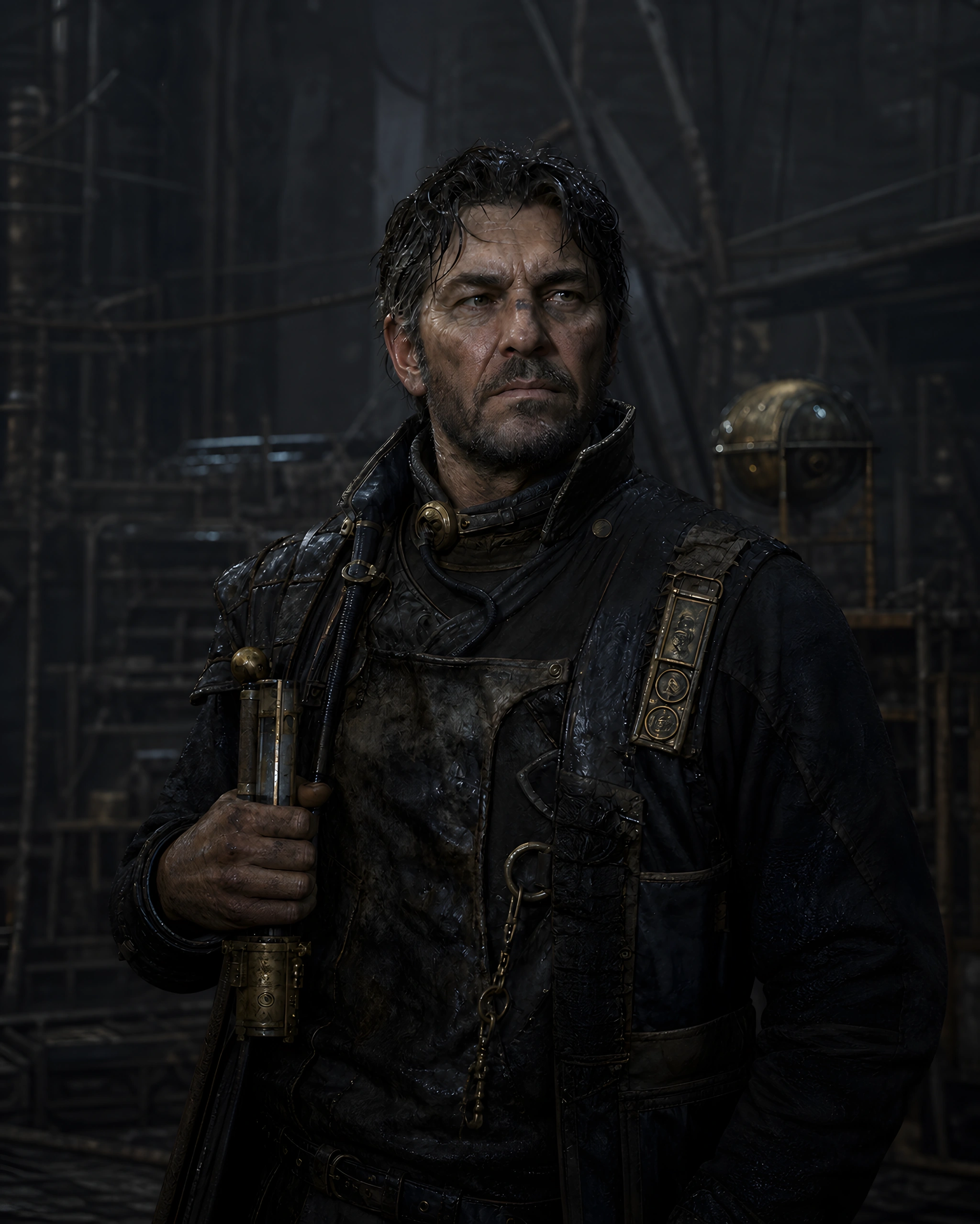 Full portrait of Keel-Captain Ovid Rhennick, man protagonist for Ardent Concord.