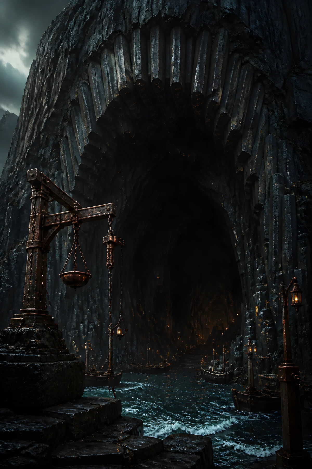The approved portrait of Uhl Kethaun, the Owing Mouth, a colossal black gate cut into wet abyssal stone.