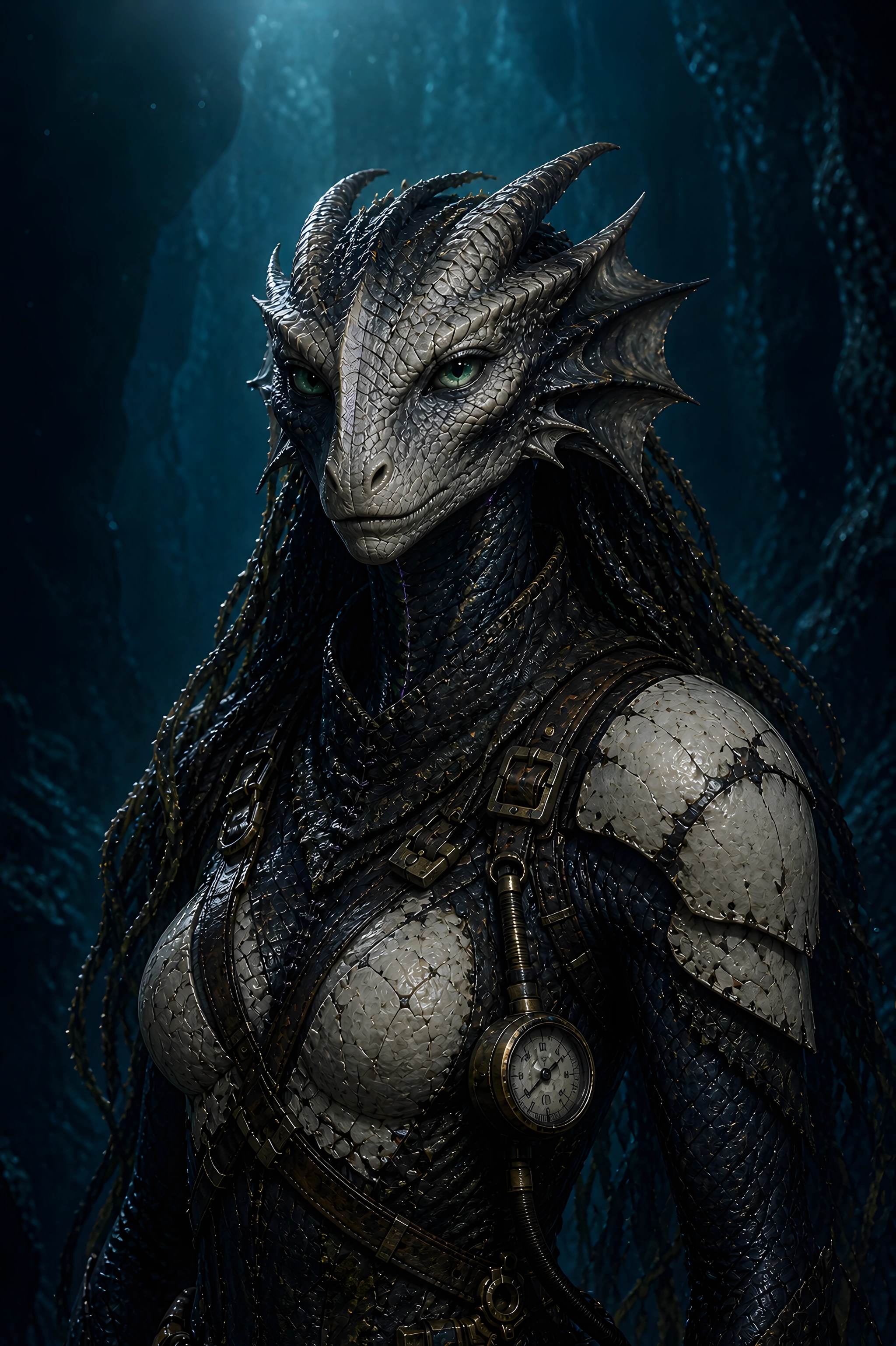 Full portrait of Grissel Ambry, woman protagonist for Seethe.