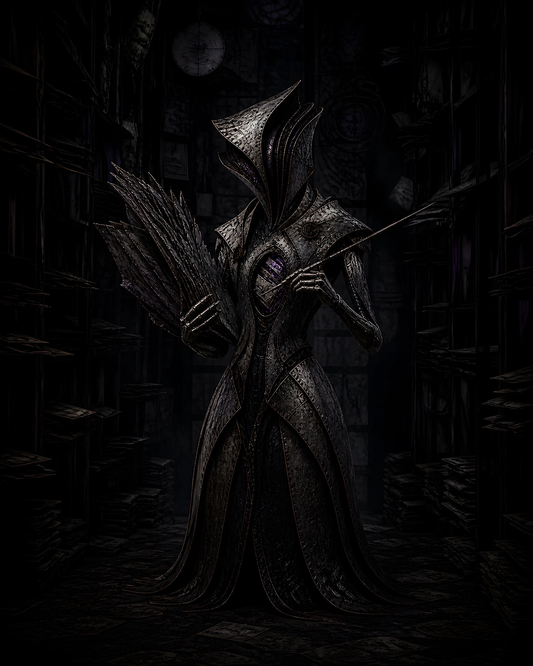 Full portrait of Lacuna, the Eighth Hand, woman protagonist for The Virii.